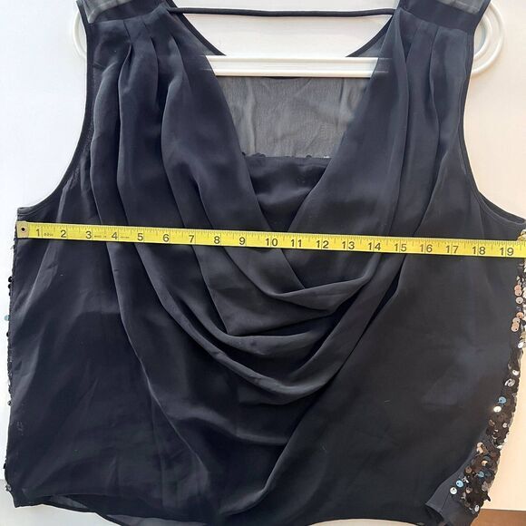 BCBGMAXAZRIA JANINE Top Women's Size L‎ Sequins Silk Drape Evening Blouse - Picture 9 of 10